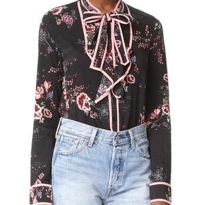 Re:named Floral Tie Neck Blouse L